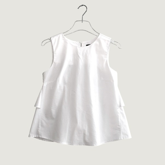 Cupio Tops - Cupio Women White Sleeveless Tiered Peplum Back Blouse Top Small RN 73163